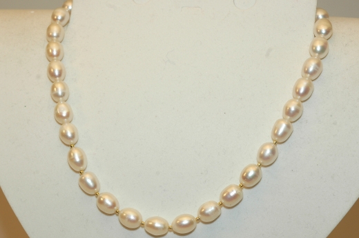 Swasser Perlenkette mit 925er Silbervergoldet Zwischenteile