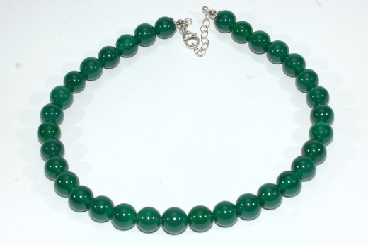 Moos Achat-Halskette mit Verl�ngerung in 925 Sterlingsilber