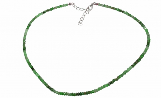 Wunderschner facettiert Smaragd-Halskette mit 925er Silber