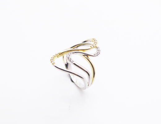 925-Silber und Gold plattiert Ring mit Zirkonia