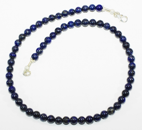 Lapislazuli Halskette mit 925er Silber Zwischenteile