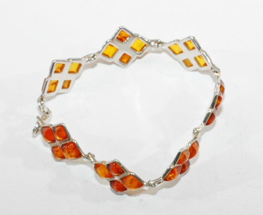 Cognac gl�nzend� transparenter Bernstein Armband in 925er Silber gefasst