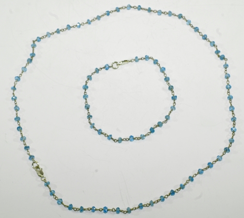 Wunderschne Aquamarin Set aus Halskette und Armband
