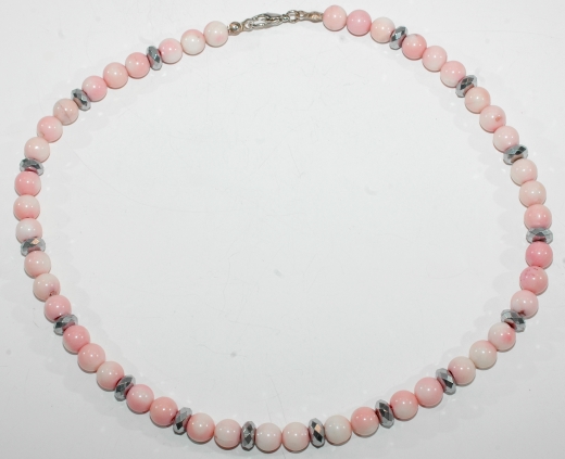 Anden Opal, mit Hmatit versilbert Halskette