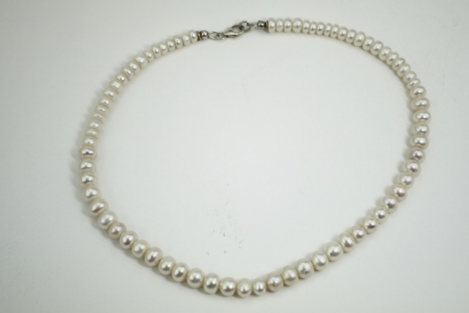 Swasser Perlenkette Halskette mit 925er Silber Karabiner Verschlu