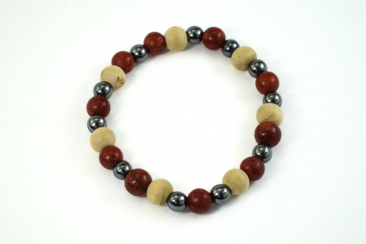 Schaumkoralle/Hematit/Holz Armband