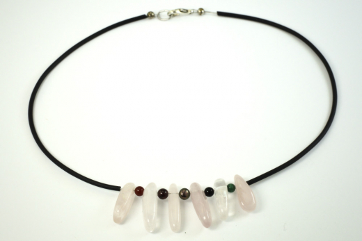 Rosenquarz/Jaspis Malachit/Perle Halskette mit Kautschuk