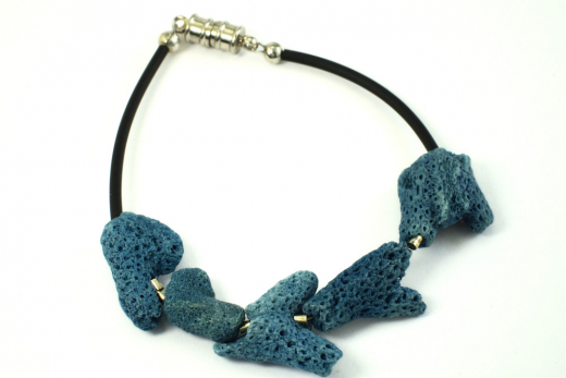 Wunderschne Armband , Silber mitLava und Kautschuk