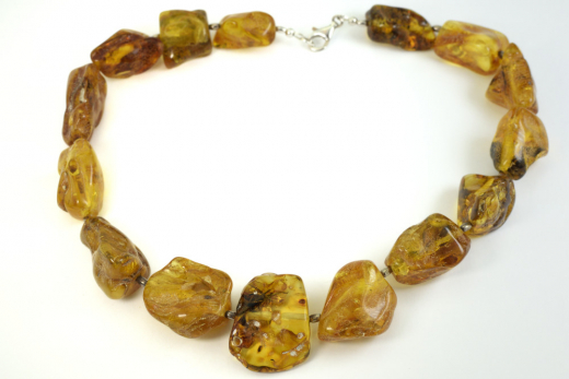 Wunderschne Bernstein-Halskette Unikat  Honig-transparent