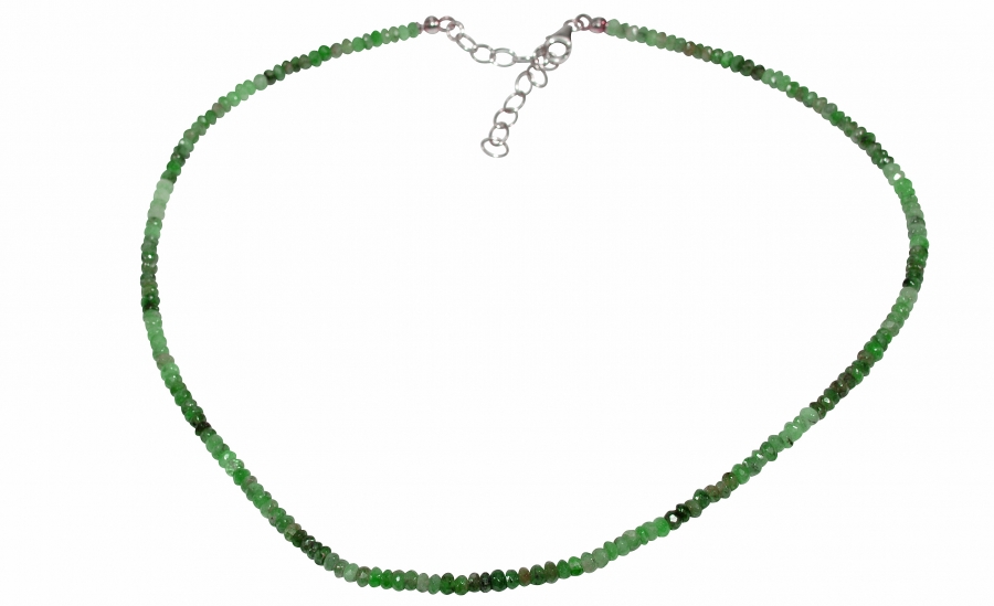 Wunderschner facettiert Smaragd-Halskette mit 925er Silber