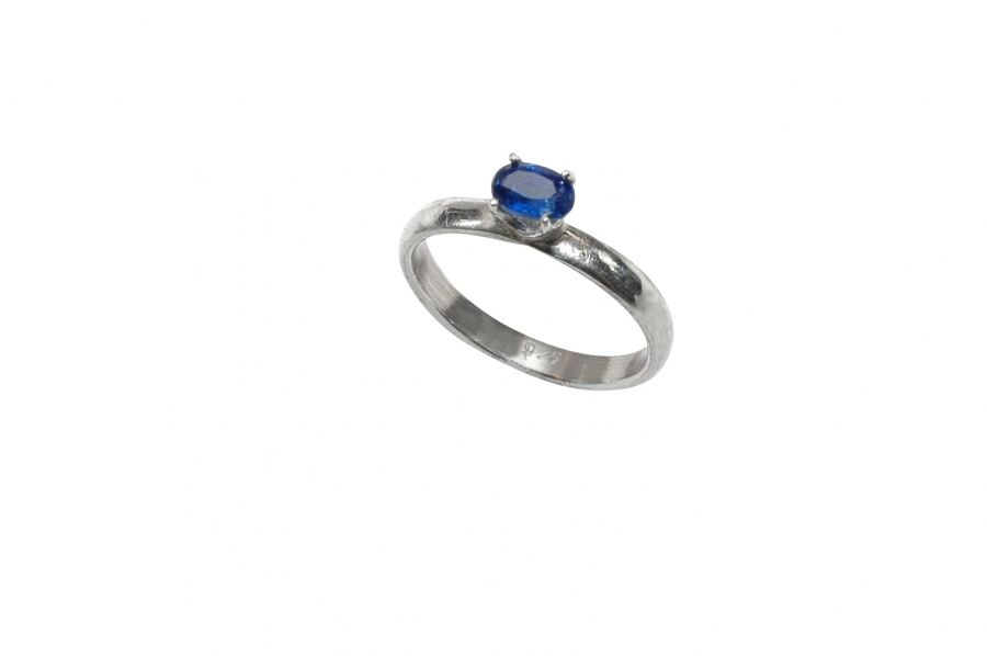 Saphir Ring 925-Silber Facettiert Gre: 16 / 56