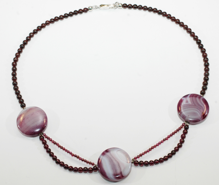 Granat/Amethyst-Halskette mit 925er Silber