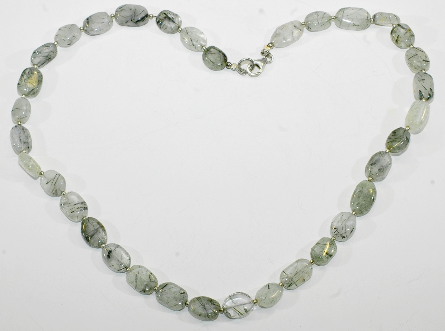 Labradorit-Halskette (Oliven) mit 925er Silber Zwischenteile