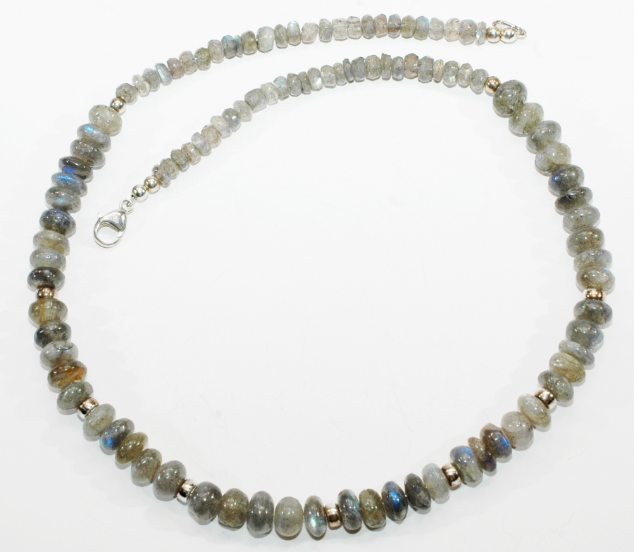 Labradorit-Halskette mit 925er Silber Zwischenteile