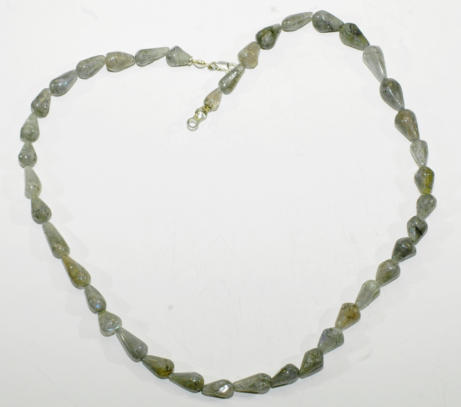 Labradorit-Halskette (Oliven) mit 925er Silber Karabiner Verschluss