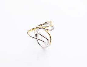 925-Silber und Gold plattiert Ring mit Zirkonia