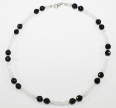 Onyx Facettiert -Bergkristall wrfel-Halskette mit 925er Silber