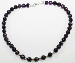 Wunderschne Amethyst - facettiert-Halskette A Qualitt mit Silber Zwischenteile