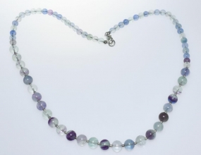 Wunderschne FluoritMulticolor KugelHalskette  mit Silber Zwischenteile