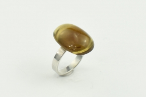 Variabel Bernstein Ring in 925er Silber Farbe:Honig transparent