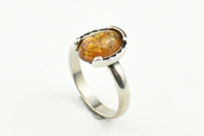 Glck Bernstein Ring in 925er Sterling Silber gefasst