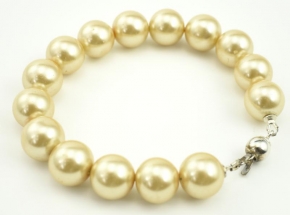 Muschelkern Perlen Armband in Goldfarbe mit Silber Sicherheit Verschluss