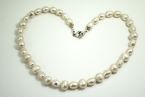 Swasser Perlenkette Halskette mit 925er Silber Karabiner Verschlu