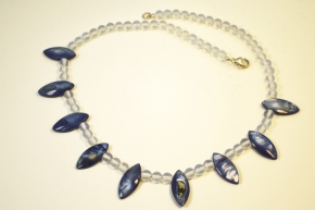 EdelPerlmutt blau mit transparent Opalit Halskette