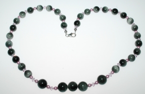 Falkenauge-Kugel Halskette mit Swarovski Perlen