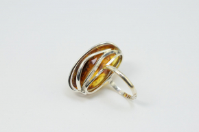 Bernstein Ring in 925 Silber gefasst