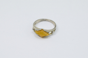 Bernstein Ring in 925 Silber gefast