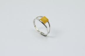 Bernstein Ring in 925 Silber gefast