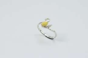 Bernstein Ring in 925 Silber gefast