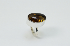 Bernstein Ring in 925 Silber gefast