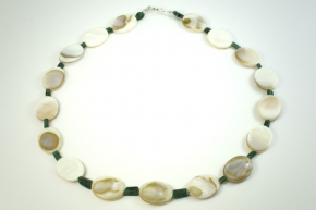 Perlmutt Halskette Oval mit Moos Achat