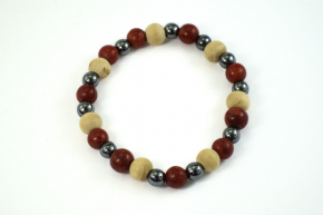 Schaumkoralle/Hematit/Holz Armband