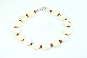Perlmutt mit Carneol Armband 925 Silber FederringGre: 22 cm