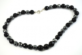 Onyx Halskette mit Hmatit facettiert
